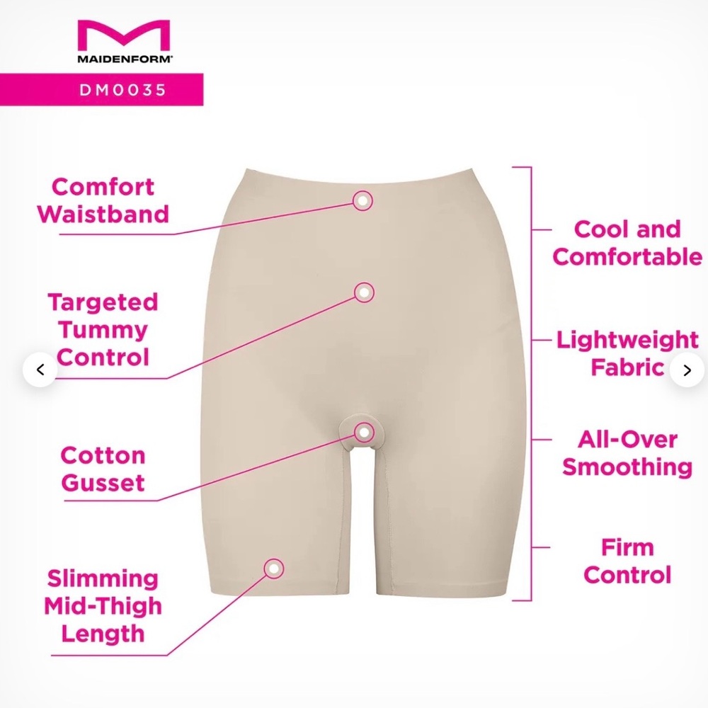 Maidenform Cool Comfort Tummy Control Shapewear Thigh Slimmer Shorts 2XL - Picture 4 of 4